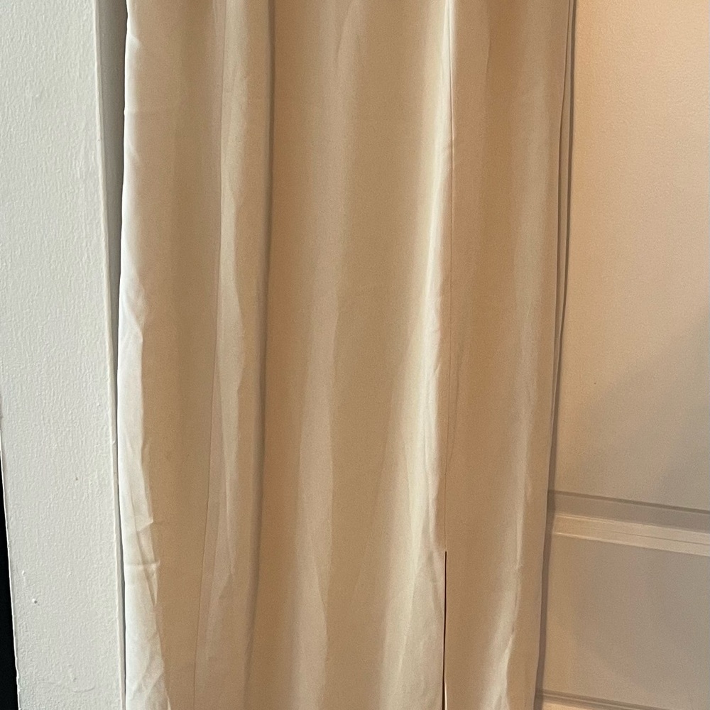 Cream Pencil Maxi Dress with Slit for Casual Wear